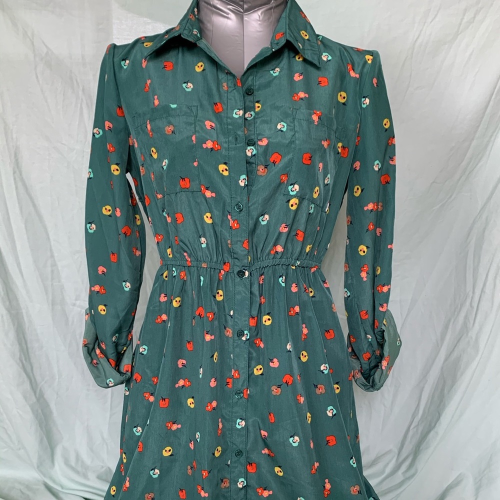 Long sleeve patterned, high low dress